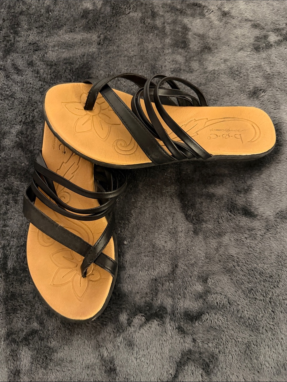 b.o.c. Born Concept Black Strappy Thong Sandals Comfort Flats woman’s 8
